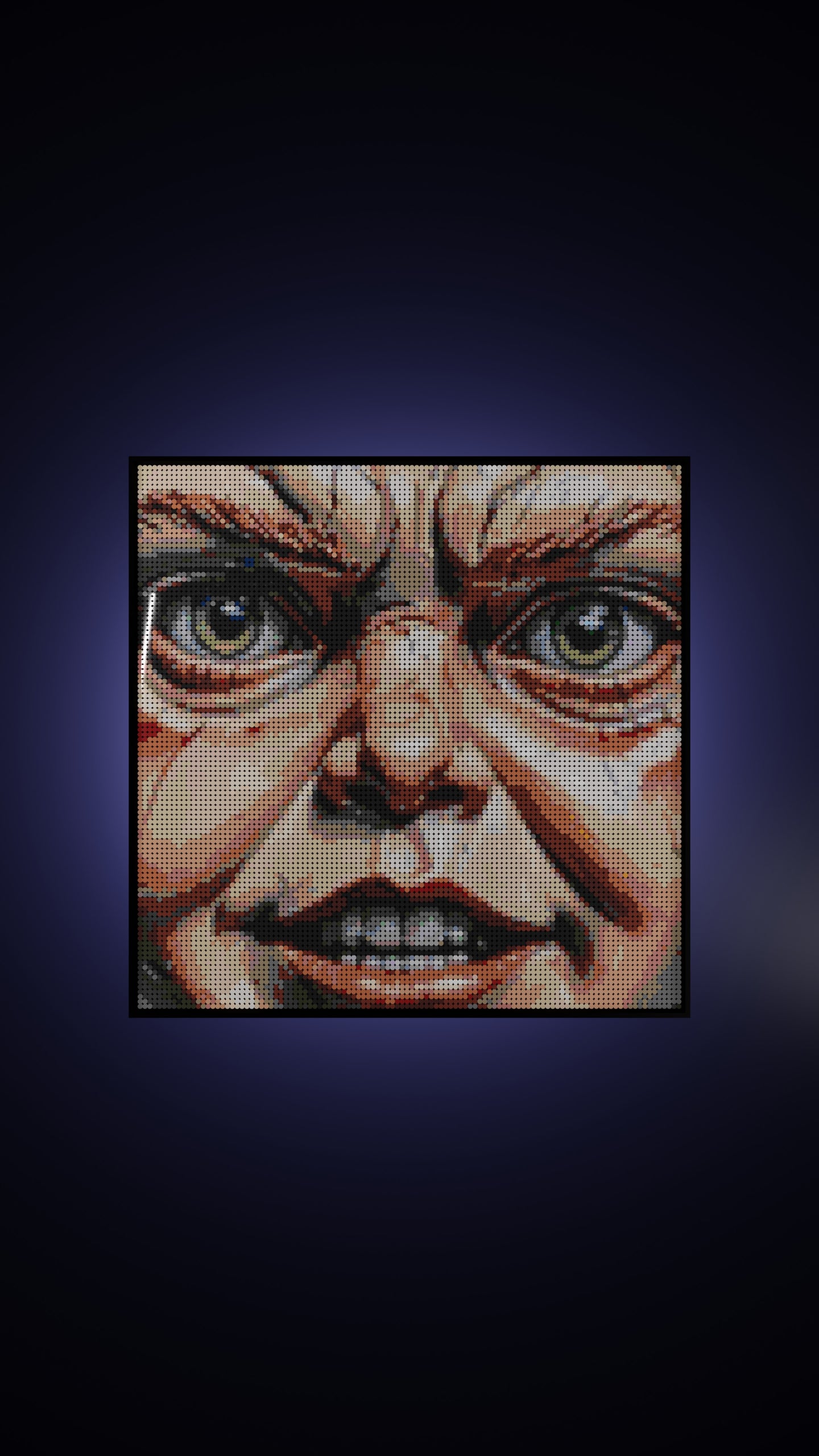 Malevolent Marionette LEGO® Style mosaic wall art made from colorful plastic bricks